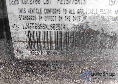 1999 Jeep Cherokee Classic/Sport z USA, uszkodzony, nr VIN 1J4FF68S6XL662914